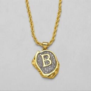 Gold Plated and Silver B Initial Pendant Necklace